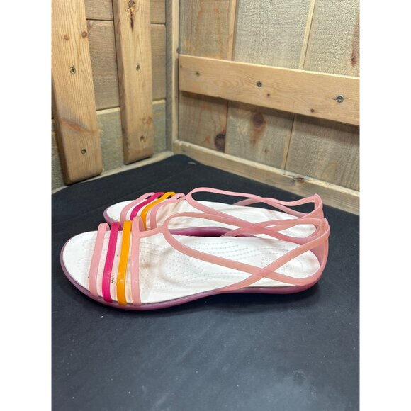 Crocs Womens Isabella Flat Sandal Size 9 Lightweight Pink Orange - Picture 5 of 7